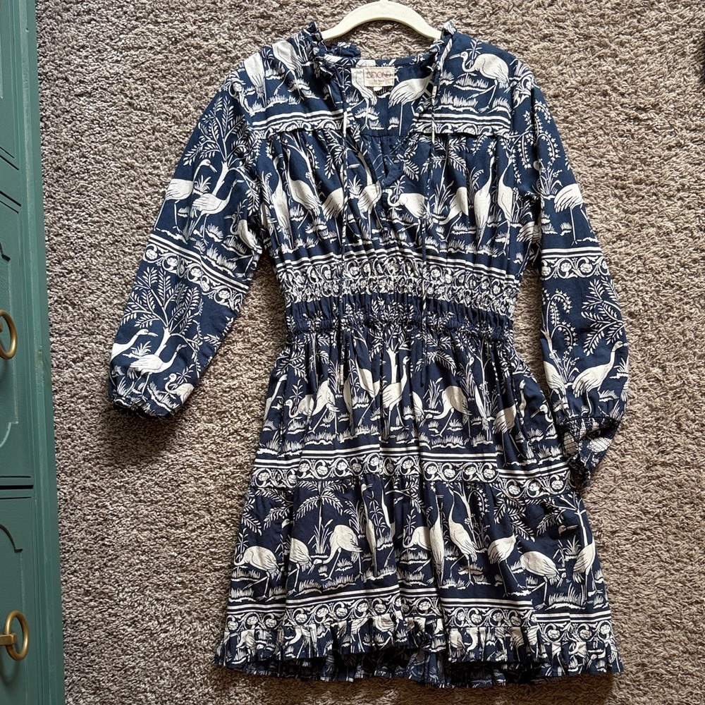 Boden Blue and White Patterned Dress